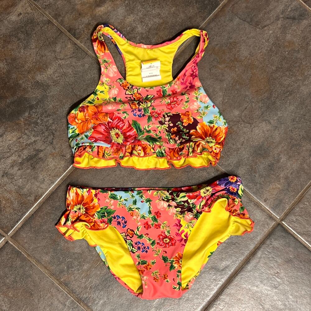Agua Bendita girls floral 2 piece swimsuit size 2/3 T